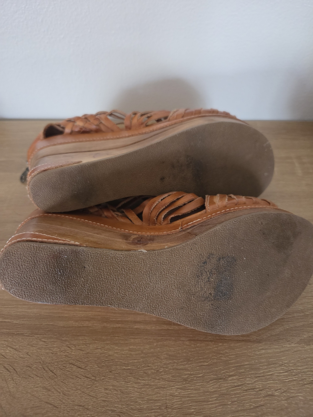 BedStu Leather Wedge Sandals - Tan - Picture 11 of 13